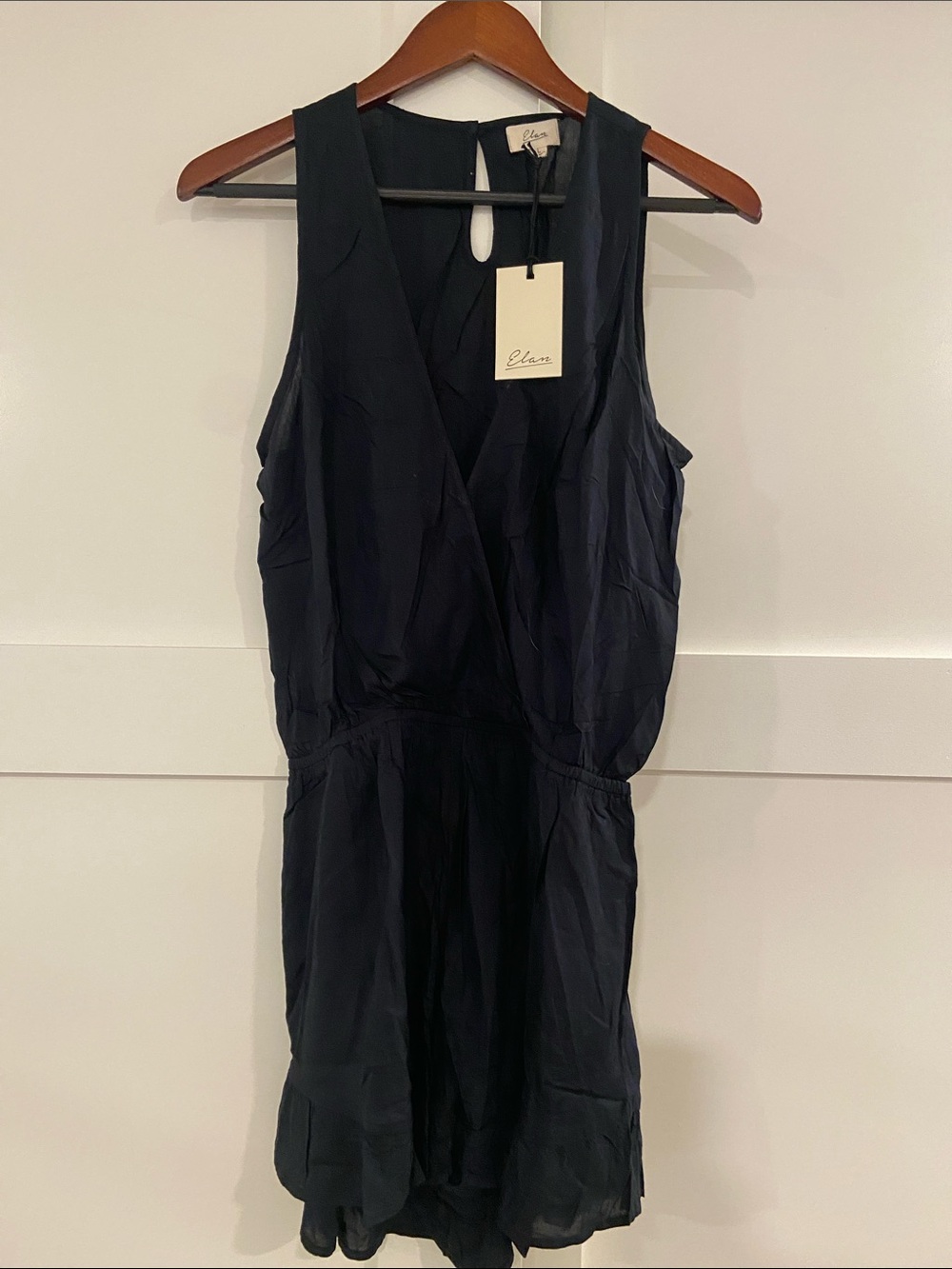 Elan Black Sleeveless V-Neck Wrap Romper